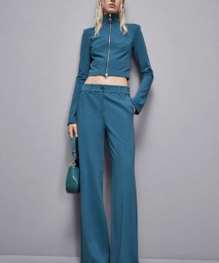 Pantaloni Palazzo Vita Bassa Verde Patrizia Pepe