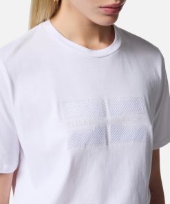 T-shirt Jersey Logo Ricamato Strass Gesso Elisabetta Franchi