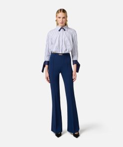 Pantaloni Zampa Doppio Crêpe Leggero Oltremare Elisabetta Franchi