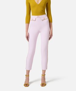 Pantaloni Crêpe Piping Morsetto Gioiello Quarzo/Curry Elisabetta Franchi